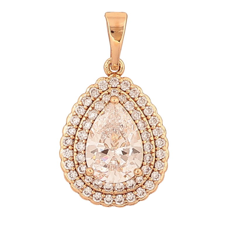 Кулон Xuping цвет Позолота 18K "Крапелька с инкрустацией кристаллами" для цепочки до 5мм фото №1