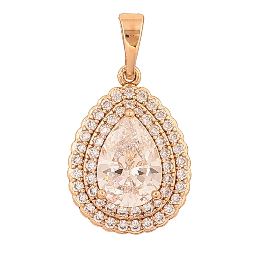 Кулон Xuping цвет Позолота 18K "Крапелька с инкрустацией кристаллами" для цепочки до 5мм фото №1