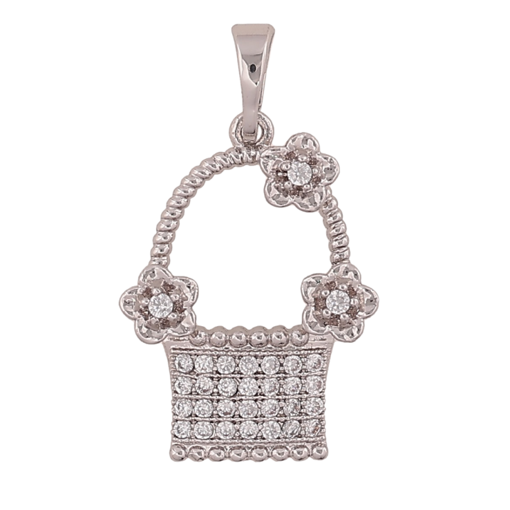 Кулон Xuping колір Родій "Квітковий кошик з кристалами" для ланцюжка до 5мм фото №10 Кулон Xuping колір Родій "Квітковий кошик з кристалами" для ланцюжка до 5мм фото №10