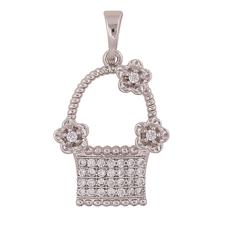 Кулон Xuping колір Родій "Квітковий кошик з кристалами" для ланцюжка до 5мм фото №1
