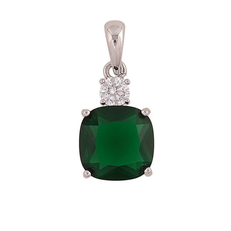 Кулон Xuping колір Родій "Зелений кристал" для ланцюжка до 4мм фото №6