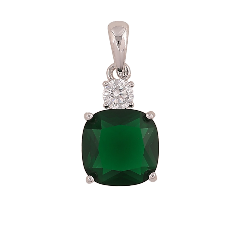 Кулон Xuping колір Родій "Зелений кристал" для ланцюжка до 4мм фото №2 Кулон Xuping колір Родій "Зелений кристал" для ланцюжка до 4мм фото №2