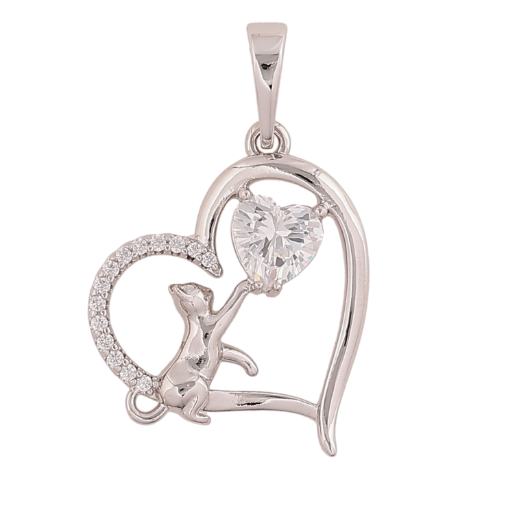 Кулон Xuping колір Родій "Серце з котиком" для ланцюжка до 6мм фото №17