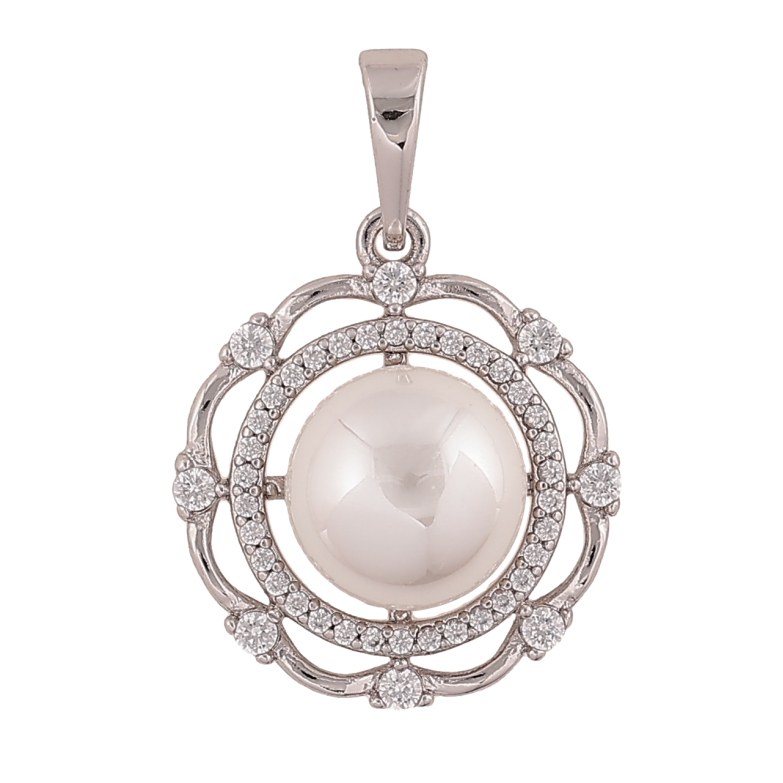 Кулон Xuping цвет Родий "Узор с жемчужиной и кристаллами" для цепочки до 6мм фото №1 Кулон Xuping цвет Родий "Узор с жемчужиной и кристаллами" для цепочки до 6мм фото №1