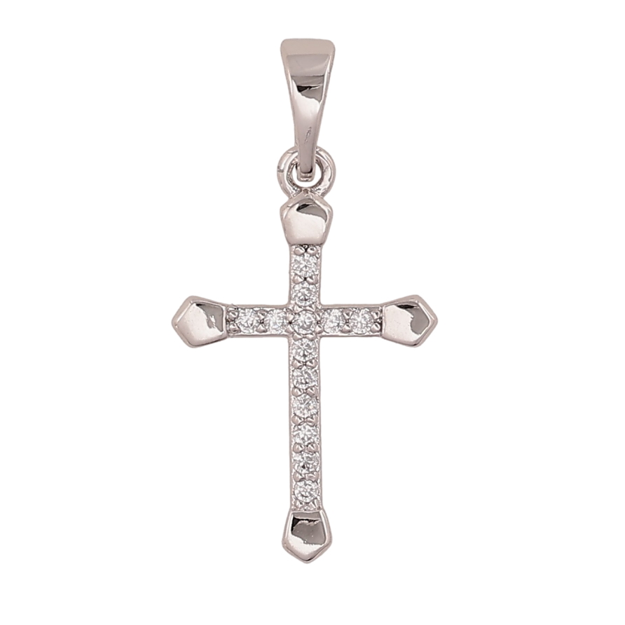 Кулон Xuping цвет Родий "Крест с кристаллами" для цепочки до 5мм фото №1