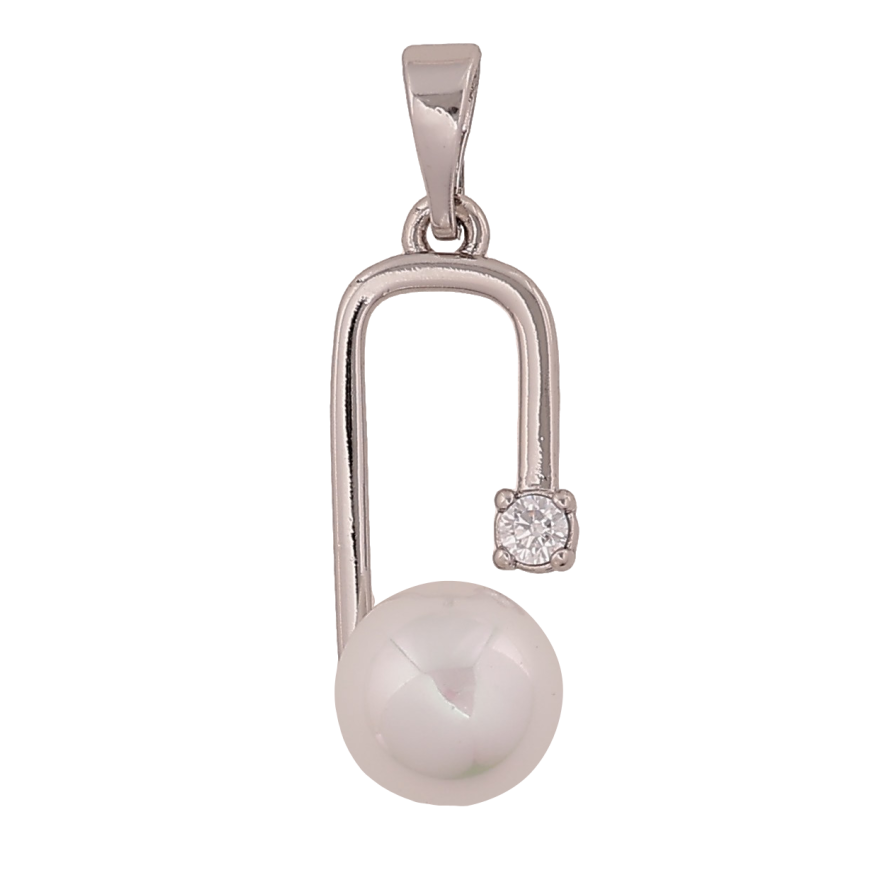 Кулон Xuping колір Родій "Візерунок з перлиною та кристалом" для ланцюжка до 5мм фото №1