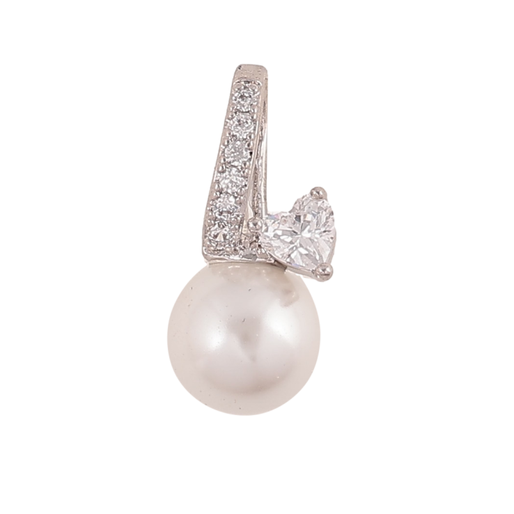 Кулон Xuping колір Родій "Перлина з кристальним серцем" для ланцюжка до 6мм фото №10