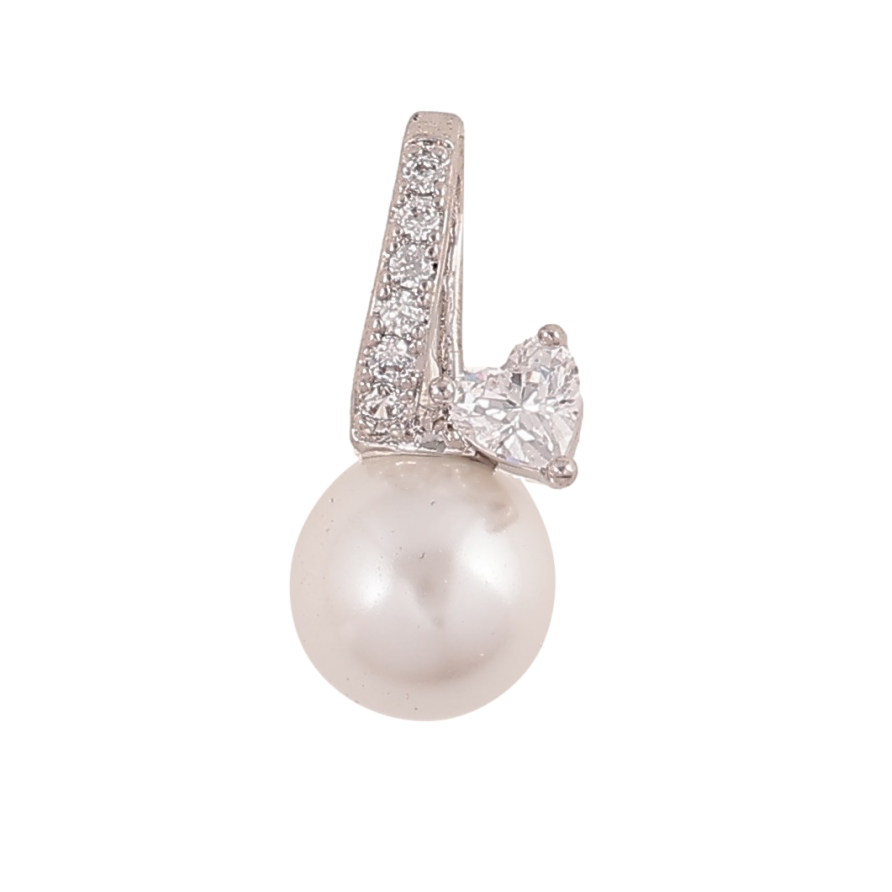 Кулон Xuping колір Родій "Перлина з кристальним серцем" для ланцюжка до 6мм фото №1 Кулон Xuping колір Родій "Перлина з кристальним серцем" для ланцюжка до 6мм фото №1