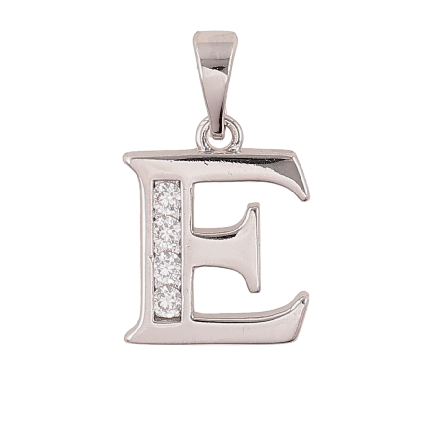 Кулон Xuping колір Родій "Літера E" для ланцюжка до 5мм фото №1