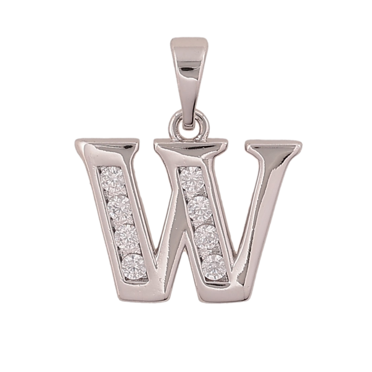 Кулон Xuping колір Родій "Літера W" для ланцюжка до 5мм фото №3