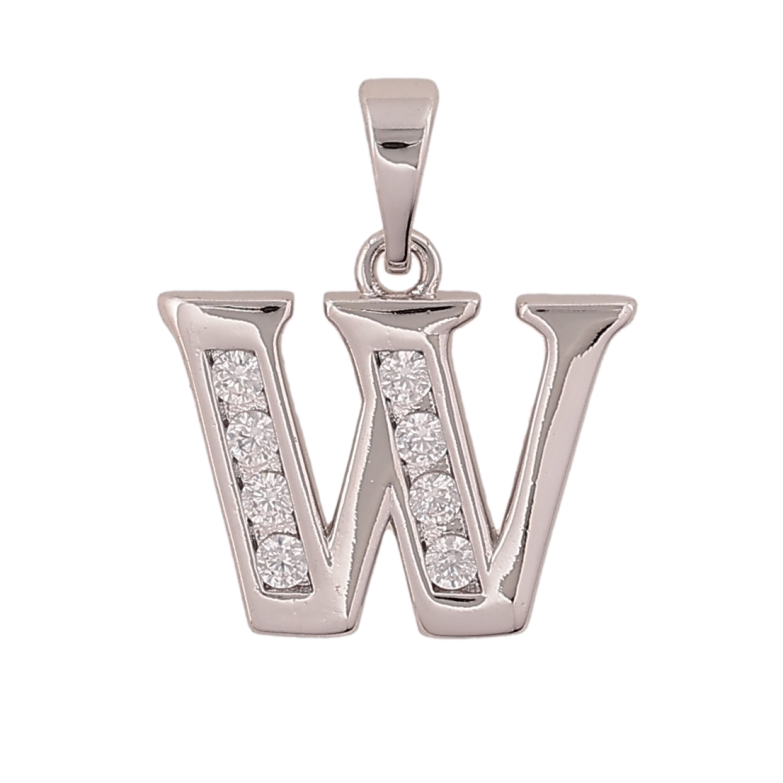 Кулон Xuping колір Родій "Літера W" для ланцюжка до 5мм фото №1