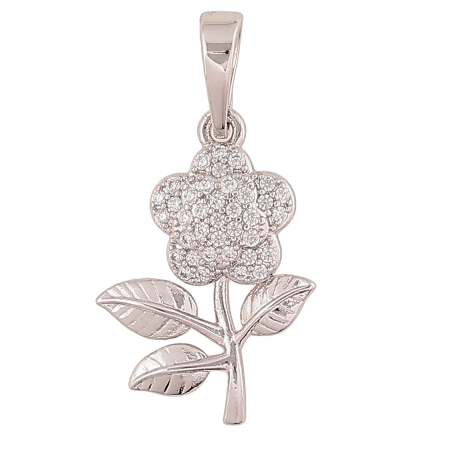 Кулон Xuping колір Родій "Квітка з інкрустацією кристалами" для ланцюжка до 6мм фото №1