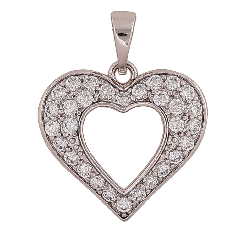 Кулон Xuping цвет Родий "Сердечко с кристаллами" для цепочки до 5мм фото №1