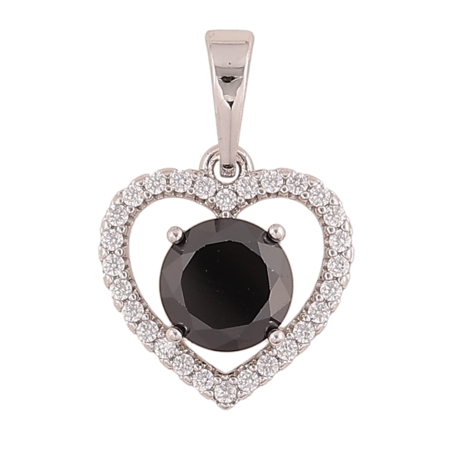 Кулон Xuping колір Родій "Серце з чорним кристалом" для ланцюжка до 6мм фото №1
