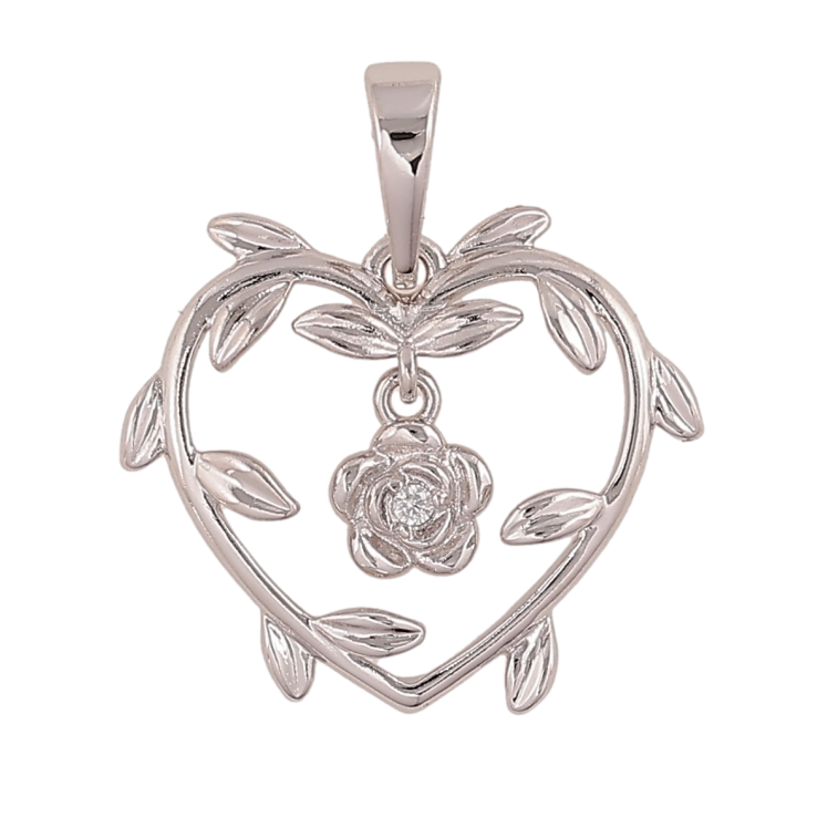 Кулон Xuping колір Родій "Серце з квіточкою" для ланцюжка до 6мм фото №5