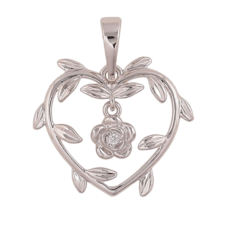 Кулон Xuping колір Родій "Серце з квіточкою" для ланцюжка до 6мм фото №17