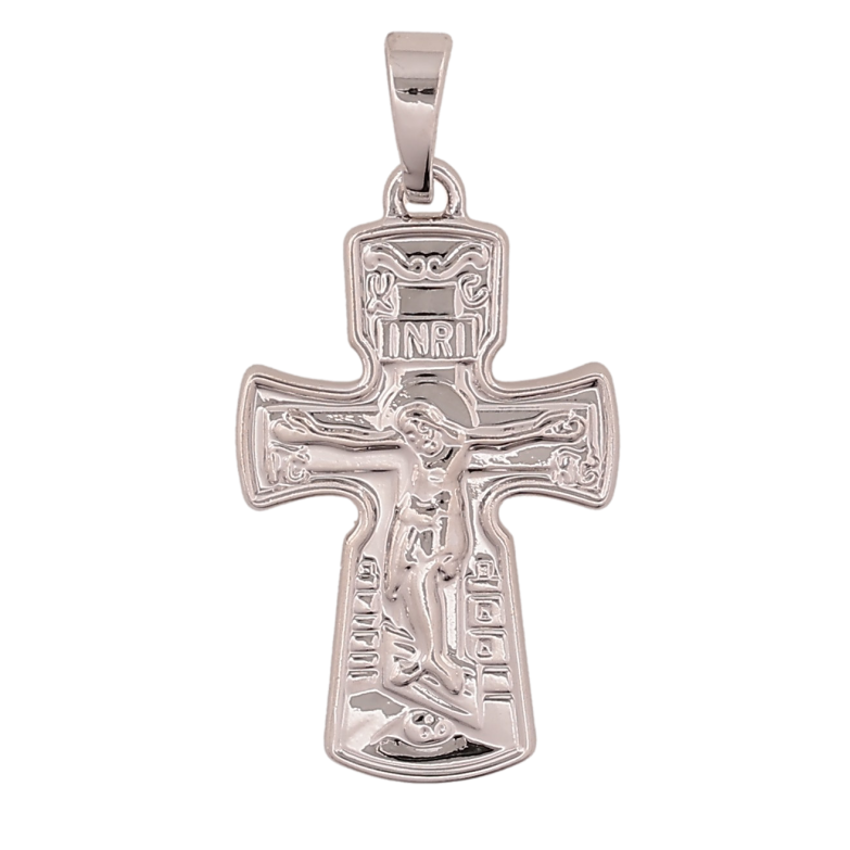 Кулон Xuping колір Родій "Хрест з Розп'яттям" для ланцюжка до 5мм фото №1