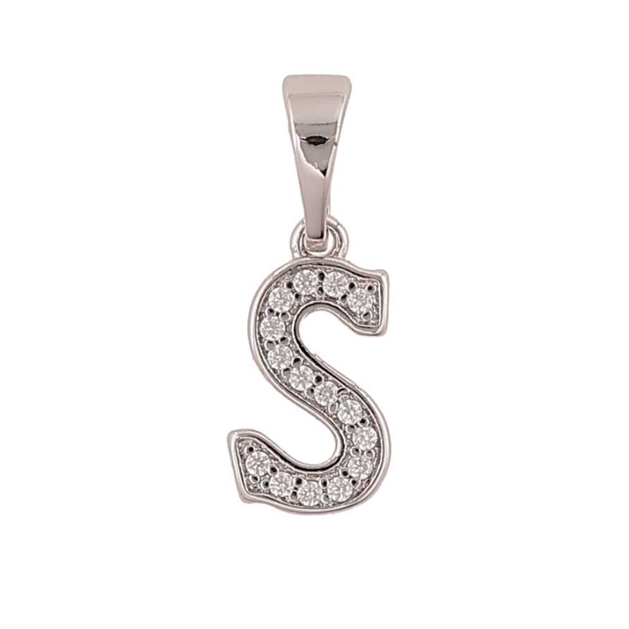 Кулон Xuping цвет Родий "Буква S" для цепочки до 5мм фото №1