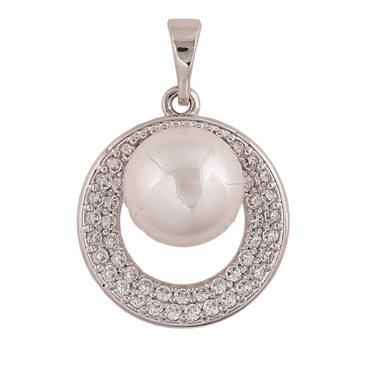 Кулон Xuping колір Родій "Перлина в кристальному колечку" для ланцюжка до 5мм фото №12