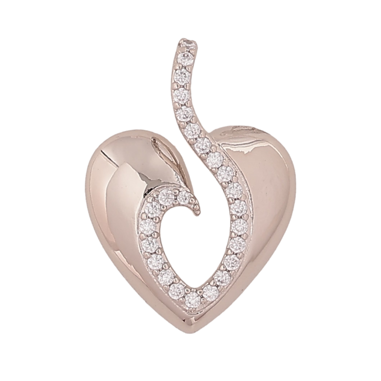 Кулон Xuping цвет Родий "Сердечко с кристаллами" для цепочки до 3мм фото №1