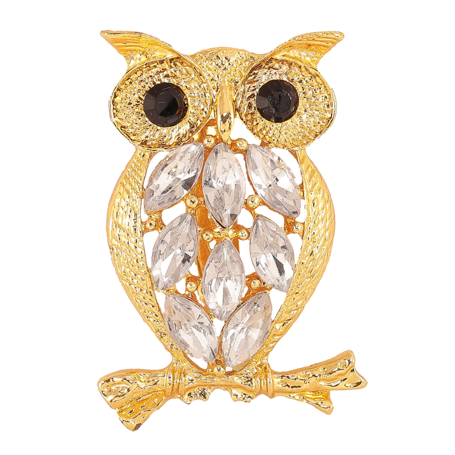 Брошка "Сова зі стразами" фото №1 Брошка "Сова зі стразами" фото №1