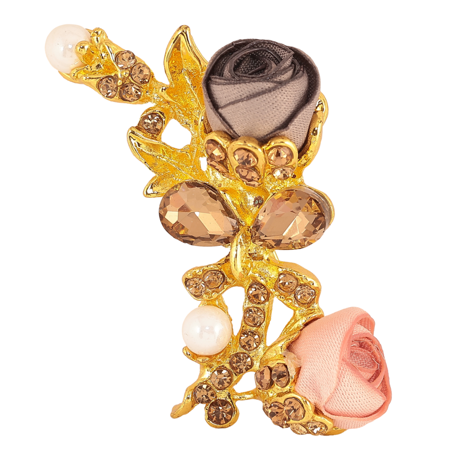 Брошка "Сіра і рожева квіточки" фото №1