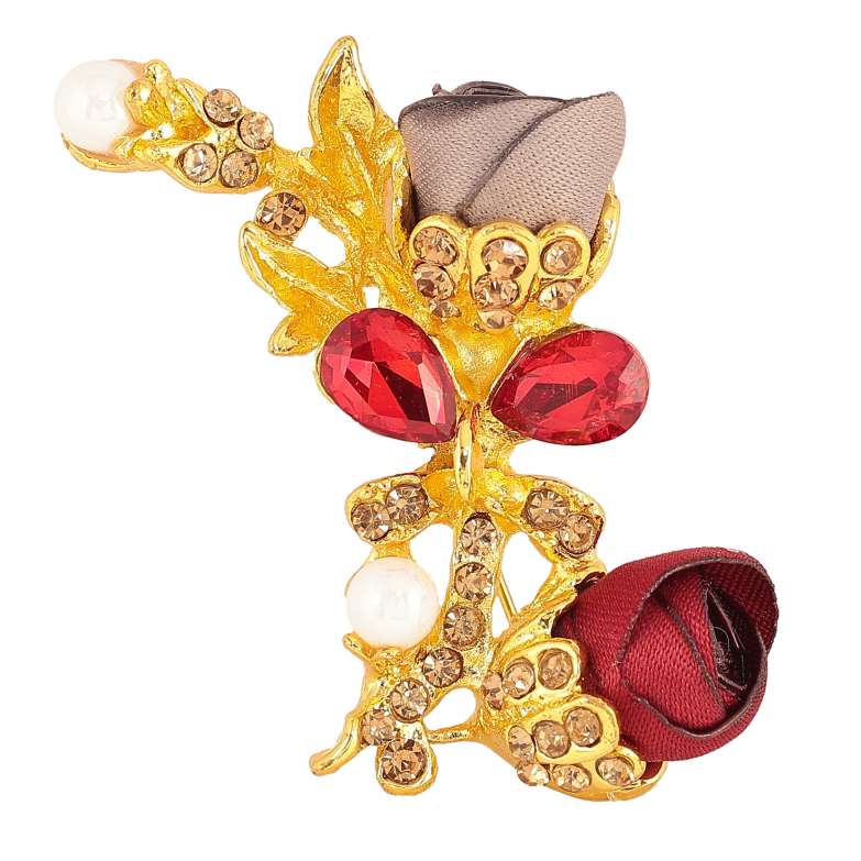 Брошка "Сіра і червона квіточки" фото №1 Брошка "Сіра і червона квіточки" фото №1