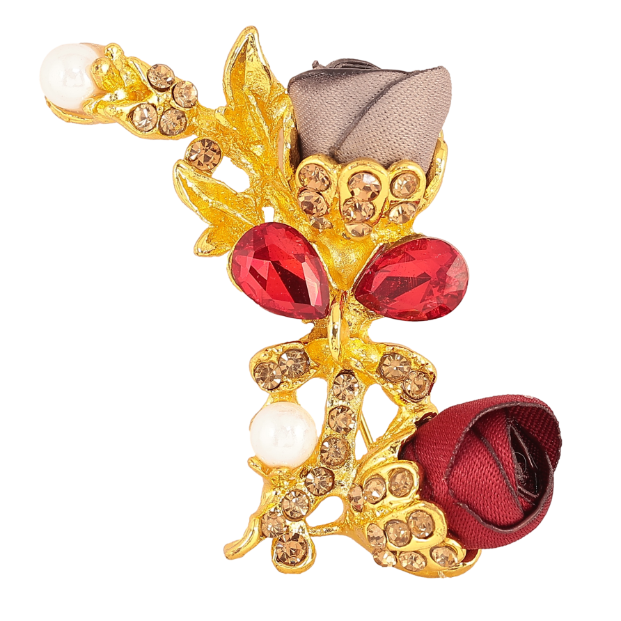 Брошка "Сіра і червона квіточки" фото №1 Брошка "Сіра і червона квіточки" фото №1