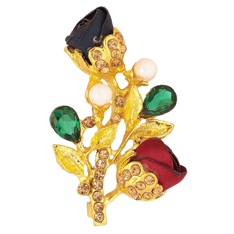 Брошка "Гілочка з червоно-синіми квіточками, стразами та перлинами" фото №1 Брошка "Гілочка з червоно-синіми квіточками, стразами та перлинами" фото №1