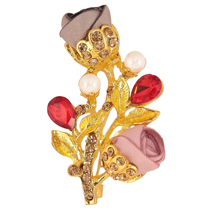 Брошка "Гілочка з рожево-сірими квіточками, стразами та перлинами" фото №10 Брошка "Гілочка з рожево-сірими квіточками, стразами та перлинами" фото №10