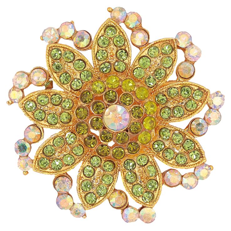 Брошка "Квітка із зеленими стразами" фото №4