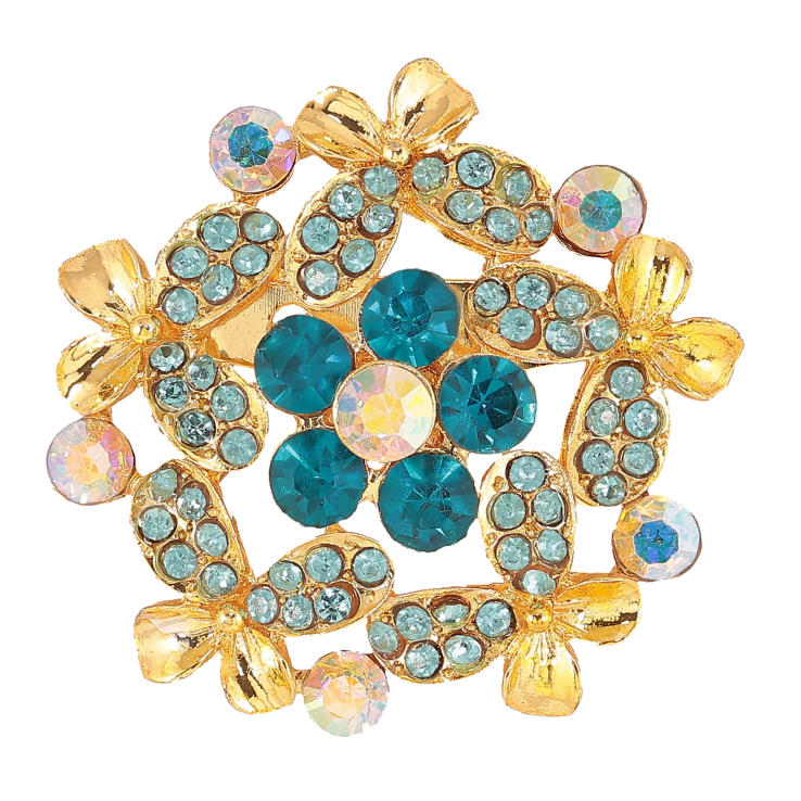Брошка "Квітка з бірюзовими стразами" фото №5 Брошка "Квітка з бірюзовими стразами" фото №5