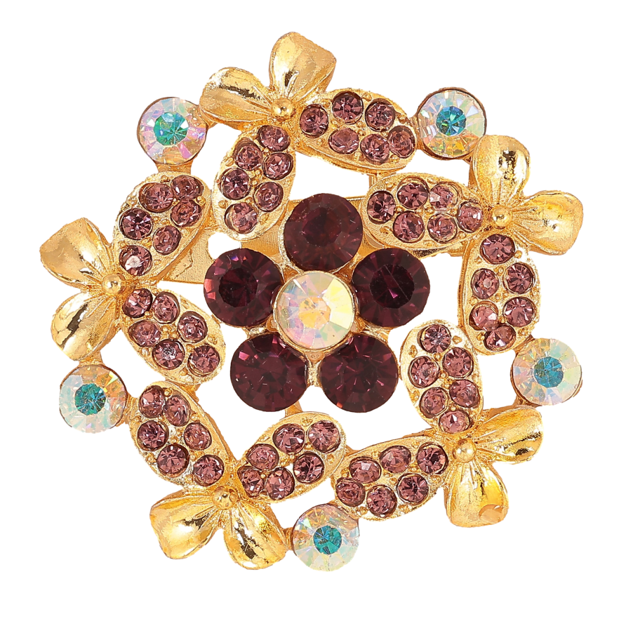 Брошь "Цветок с бордовыми стразами" фото №1 Брошь "Цветок с бордовыми стразами" фото №1