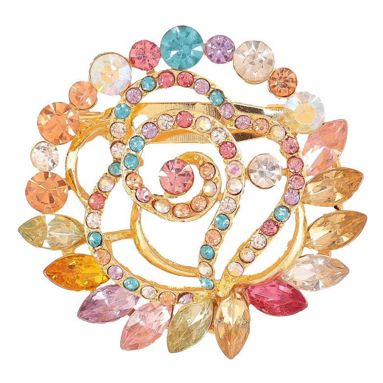 Брошь "Цветок с разноцветными стразами" фото №1 Брошь "Цветок с разноцветными стразами" фото №1