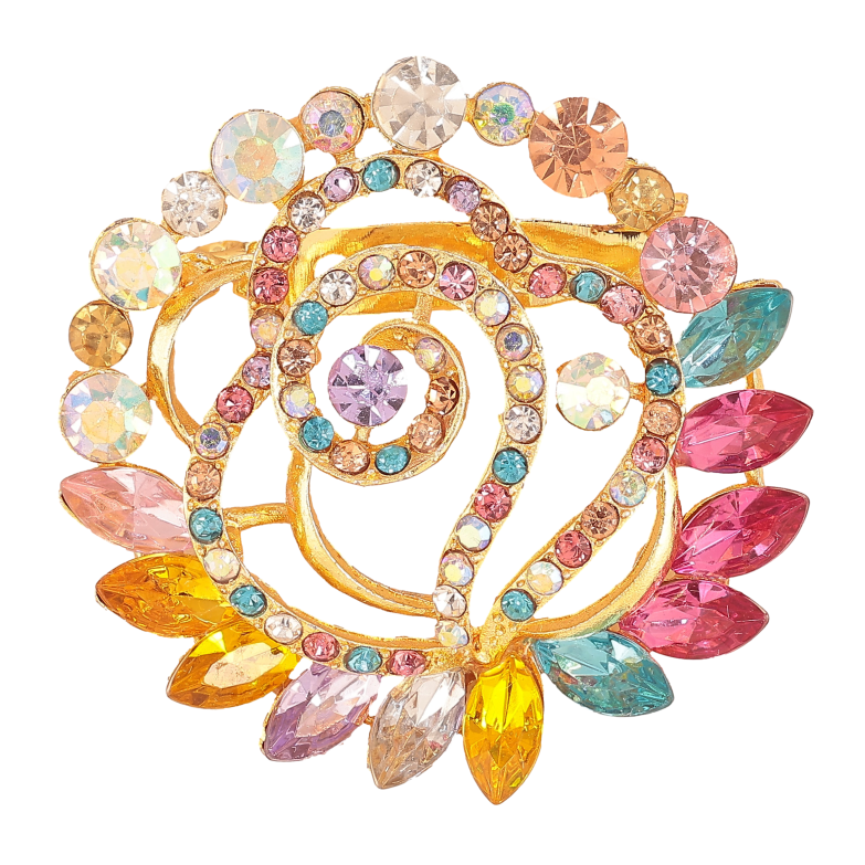 Брошь "Цветок с разноцветными стразами" фото №1