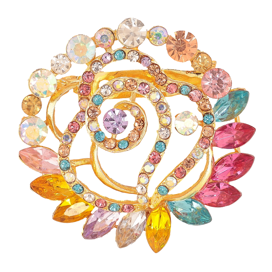 Брошка "Квітка з різнокольоровими стразами" фото №1