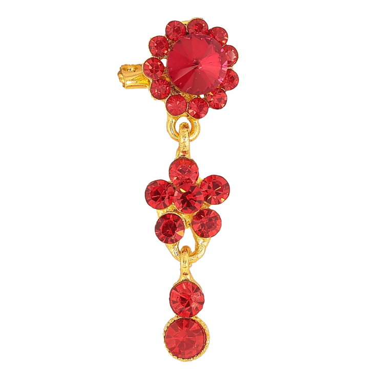 Брошка "Квітка з червоними стразами та підвісками" фото №15 Брошка "Квітка з червоними стразами та підвісками" фото №15
