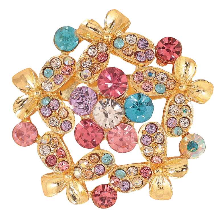 Брошка "Квітка з різнокольоровими стразами" фото №1