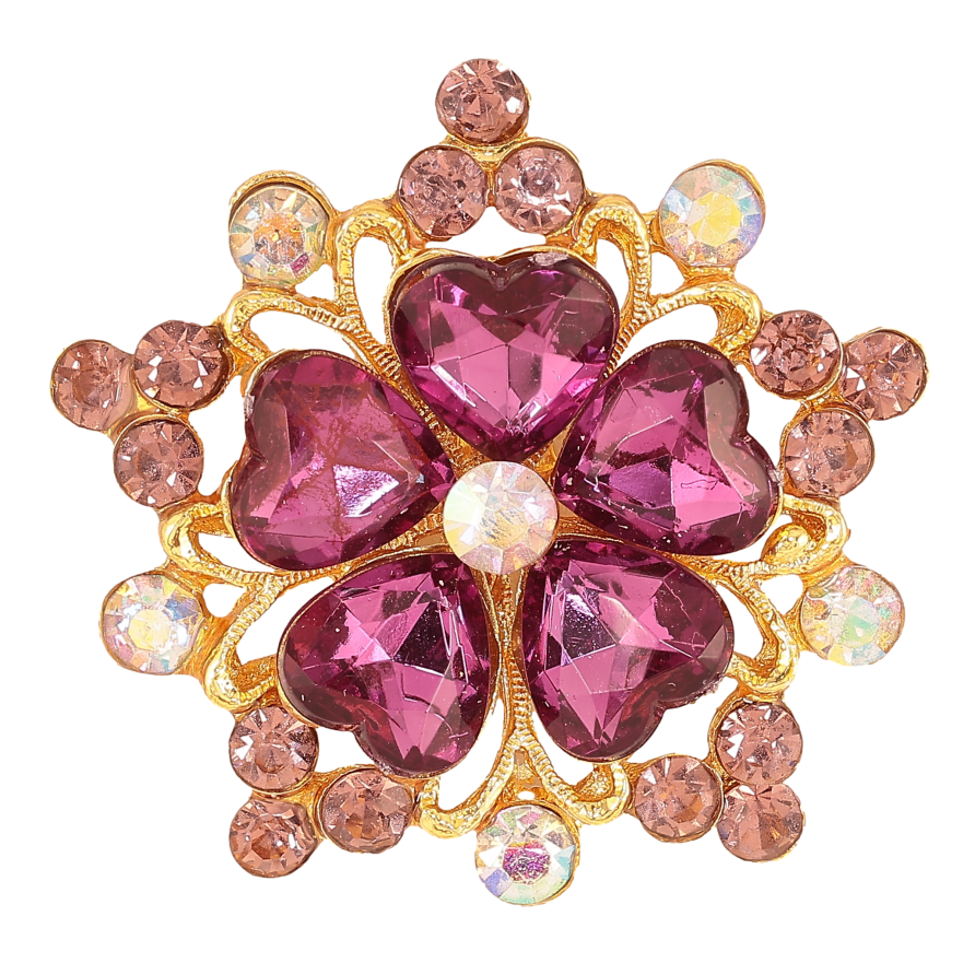 Брошка "Квітка з бордовими  стразами" фото №1