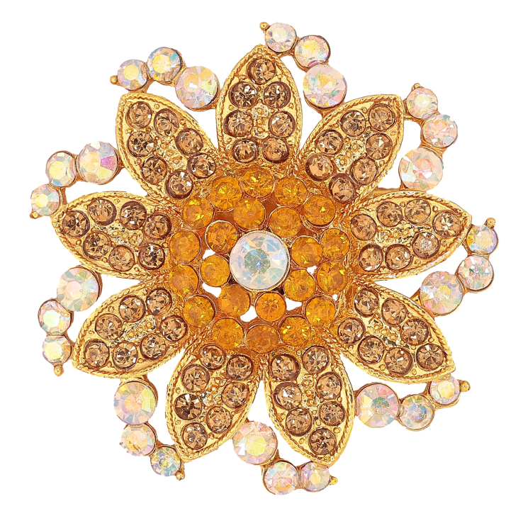 Брошка "Квітка із золотистими стразами" фото №6