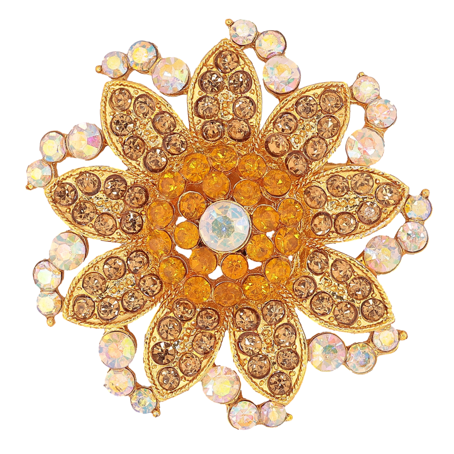 Брошка "Квітка із золотистими стразами" фото №1 Брошка "Квітка із золотистими стразами" фото №1