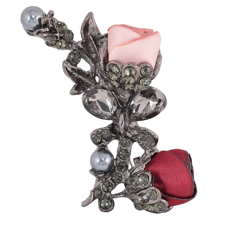 Брошка "Рожева та червона квіточки" фото №1 Брошка "Рожева та червона квіточки" фото №1