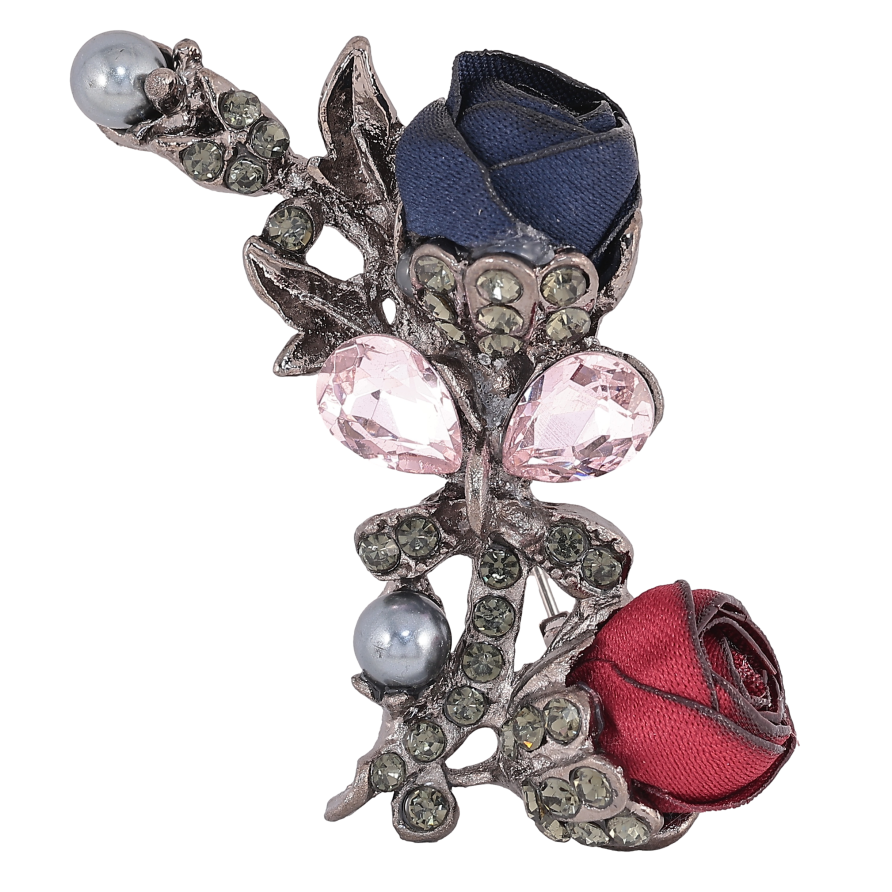 Брошка "Синя та червона квіточки" фото №1 Брошка "Синя та червона квіточки" фото №1