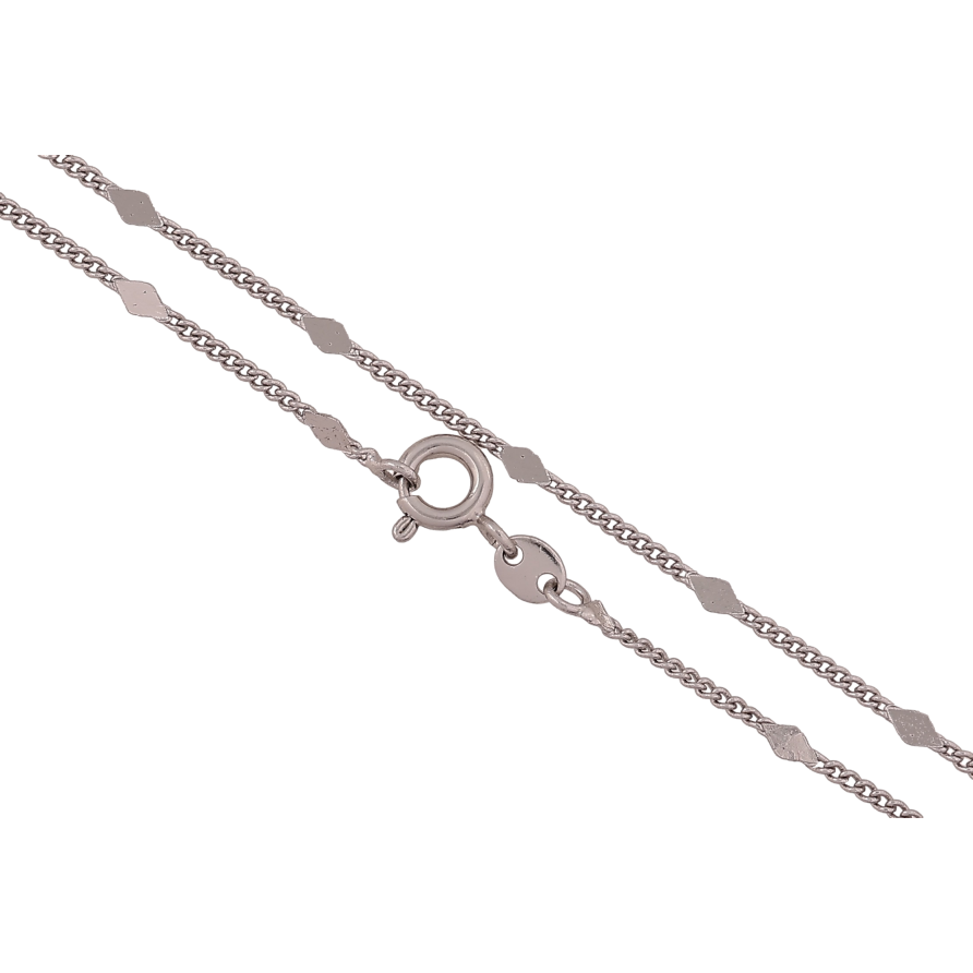 Ланцюжок Xuping колір Родій "Плетение Панцирное с прокатанными ромбами" длина 45см х 1-2.5мм фото №1