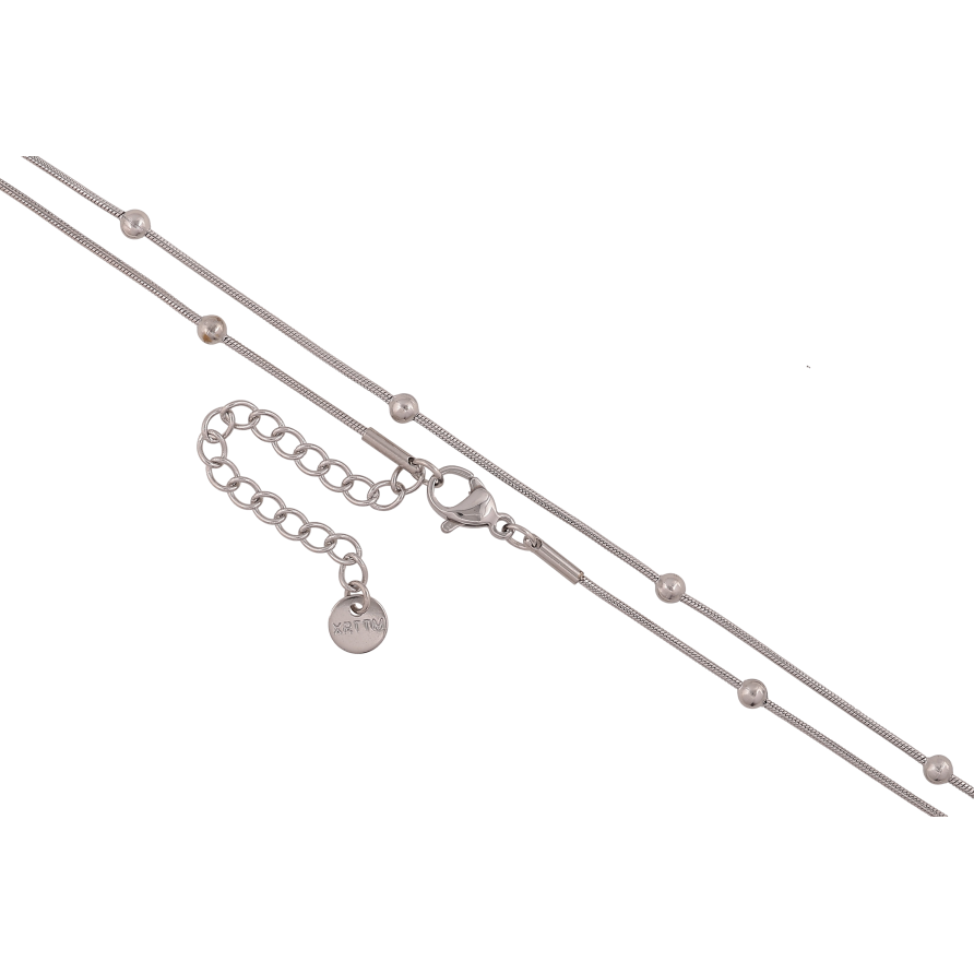 Ланцюжок Xuping ТТМ Stainless Steel колір Родій "Плетіння Ювелірний шнур з намистинами" довжина 39-44см х 1-3мм фото №1