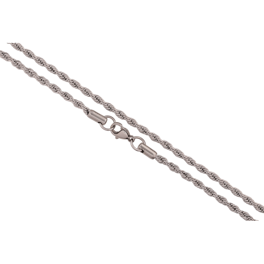 Ланцюжок Xuping ТТМ Stainless Steel колір Родій "Плетіння Мотузка" довжина 50см х 3мм фото №1 Ланцюжок Xuping ТТМ Stainless Steel колір Родій "Плетіння Мотузка" довжина 50см х 3мм фото №1