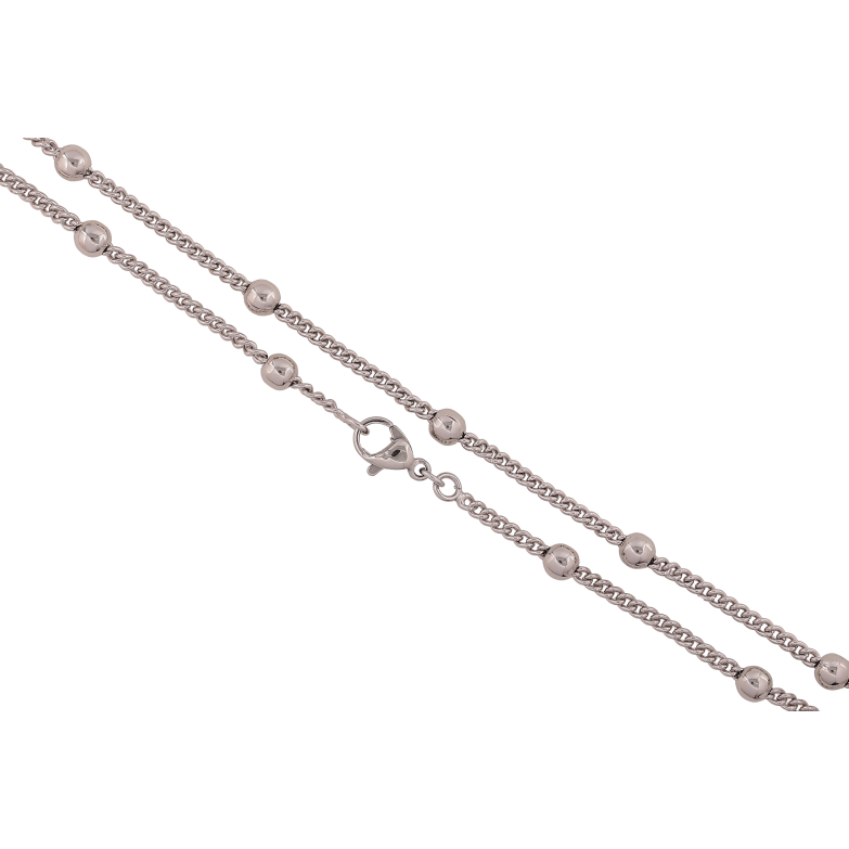 Цепочка Xuping цвет Родий "Плетение Панцирное с бусинами" длина 45см х 2-4мм фото №1