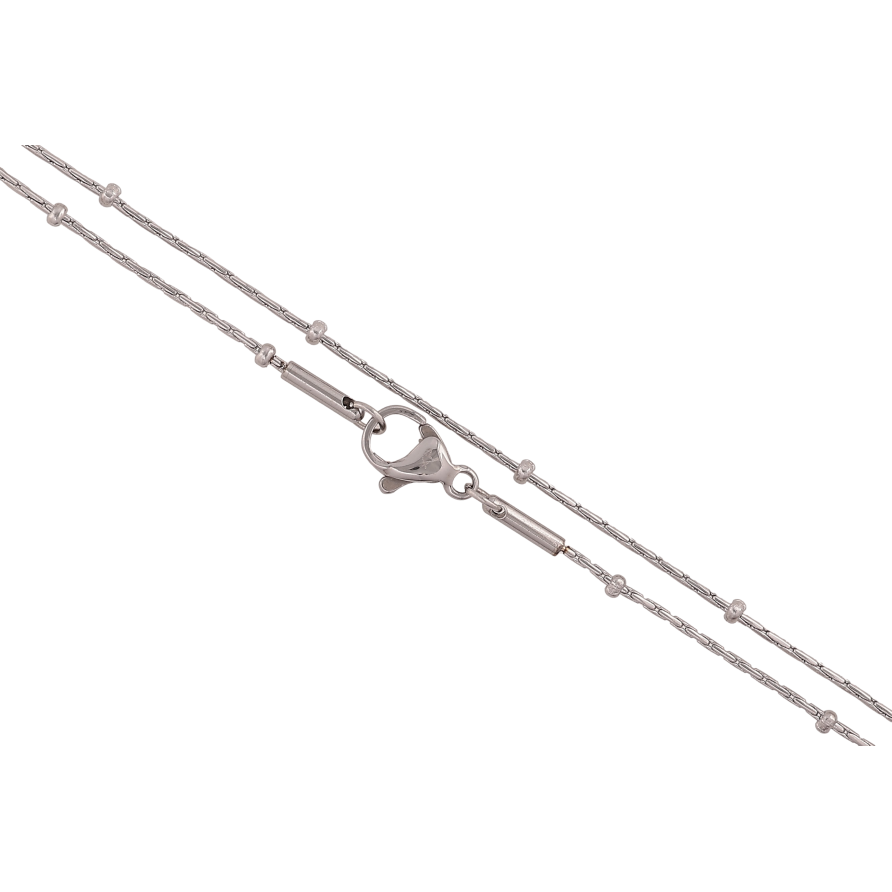 Ланцюжок Xuping ТТМ Stainless Steel колір Родій "Плетіння Фантазійне з намистинами" довжина 45см х 1-2мм фото №1