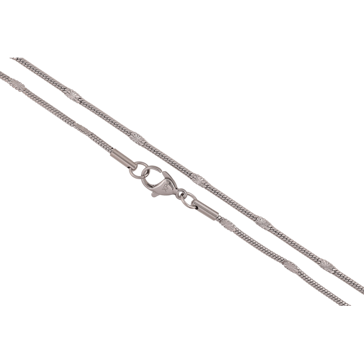 Цепочка Xuping ТТМ Stainless Steel цвет Родий "Плетение Ювелирный шнур с прокаткой" длина 46см х 2мм фото №3 Цепочка Xuping ТТМ Stainless Steel цвет Родий "Плетение Ювелирный шнур с прокаткой" длина 46см х 2мм фото №3