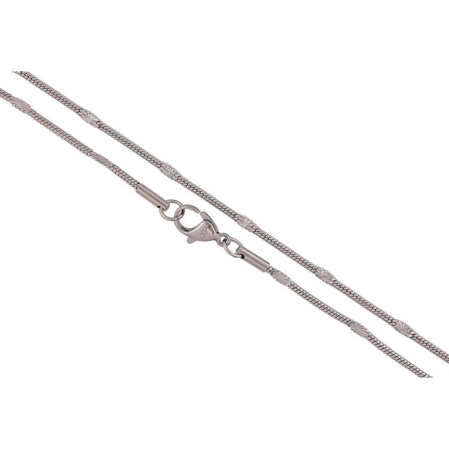 Цепочка Xuping ТТМ Stainless Steel цвет Родий "Плетение Ювелирный шнур с прокаткой" длина 46см х 2мм фото №1